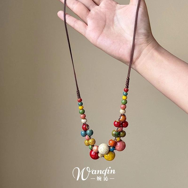 Bohemian Shell Beaded Necklace Lightweight Luxury Ethnic Choker Vacation Beach Jewelry for Women