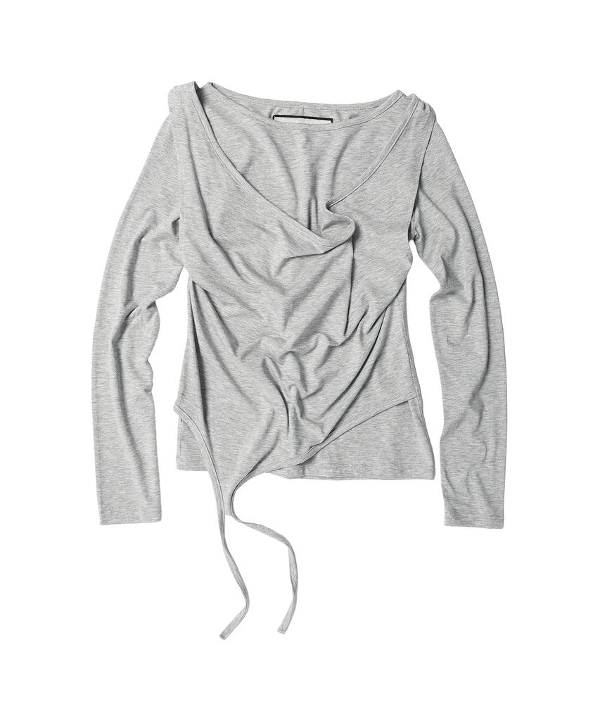 THEVINYLHOUSE Draped Layered Ls Tee(W) Gray