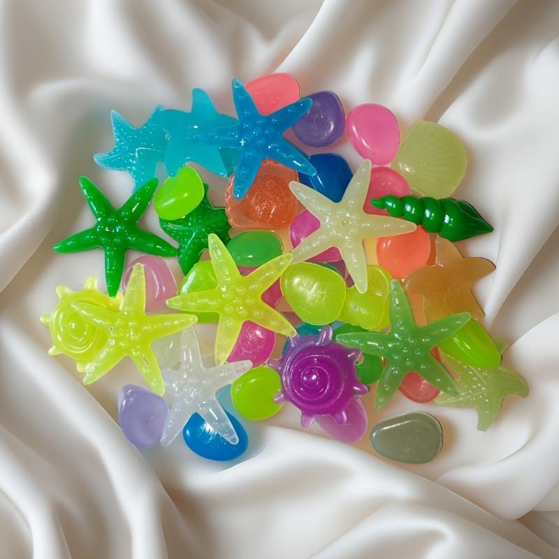 100PCS luminous color resin marine decorative stone, marine theme, lasting shine, aquarium and bonsai, glass container luminous stone