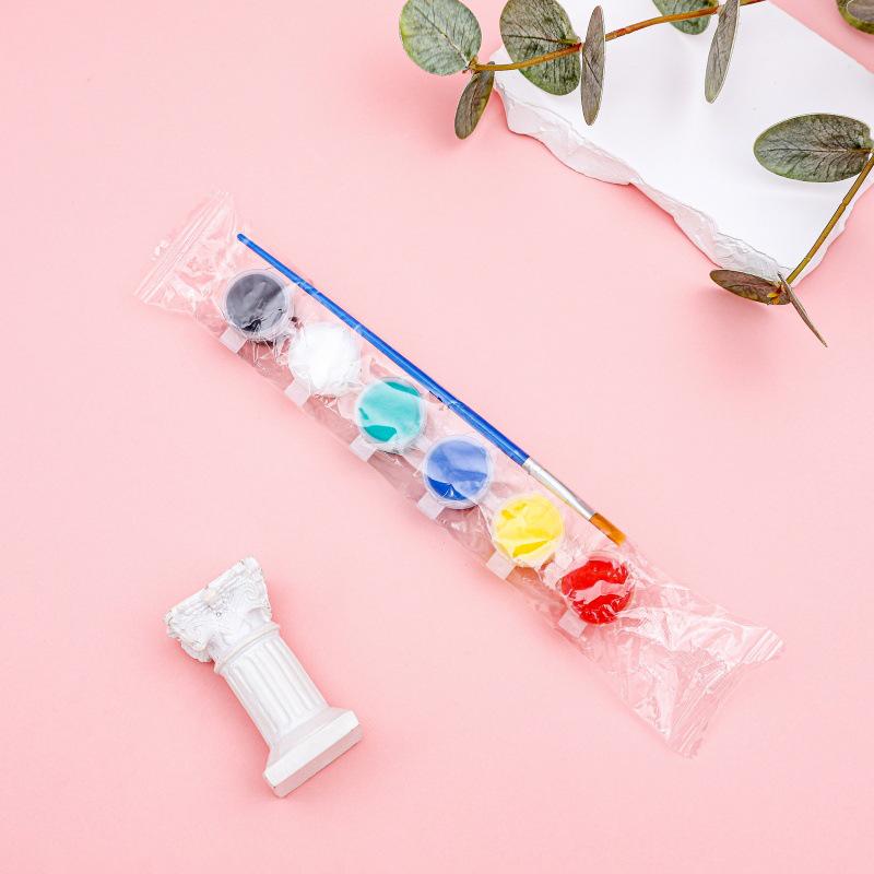 12-Color Acrylic Paint Strips with Plaster Doll for Kids DIY Graffiti, 3ml Each