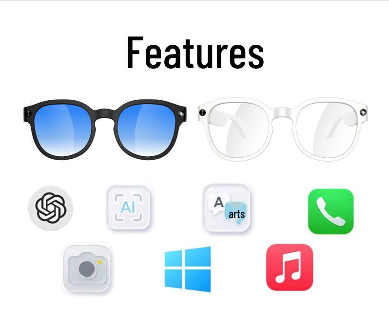 AIMB-S1 Smart Glasses: 5MP Camera, Anti-Shake, AI Translation, Image Recognition, HD Recording