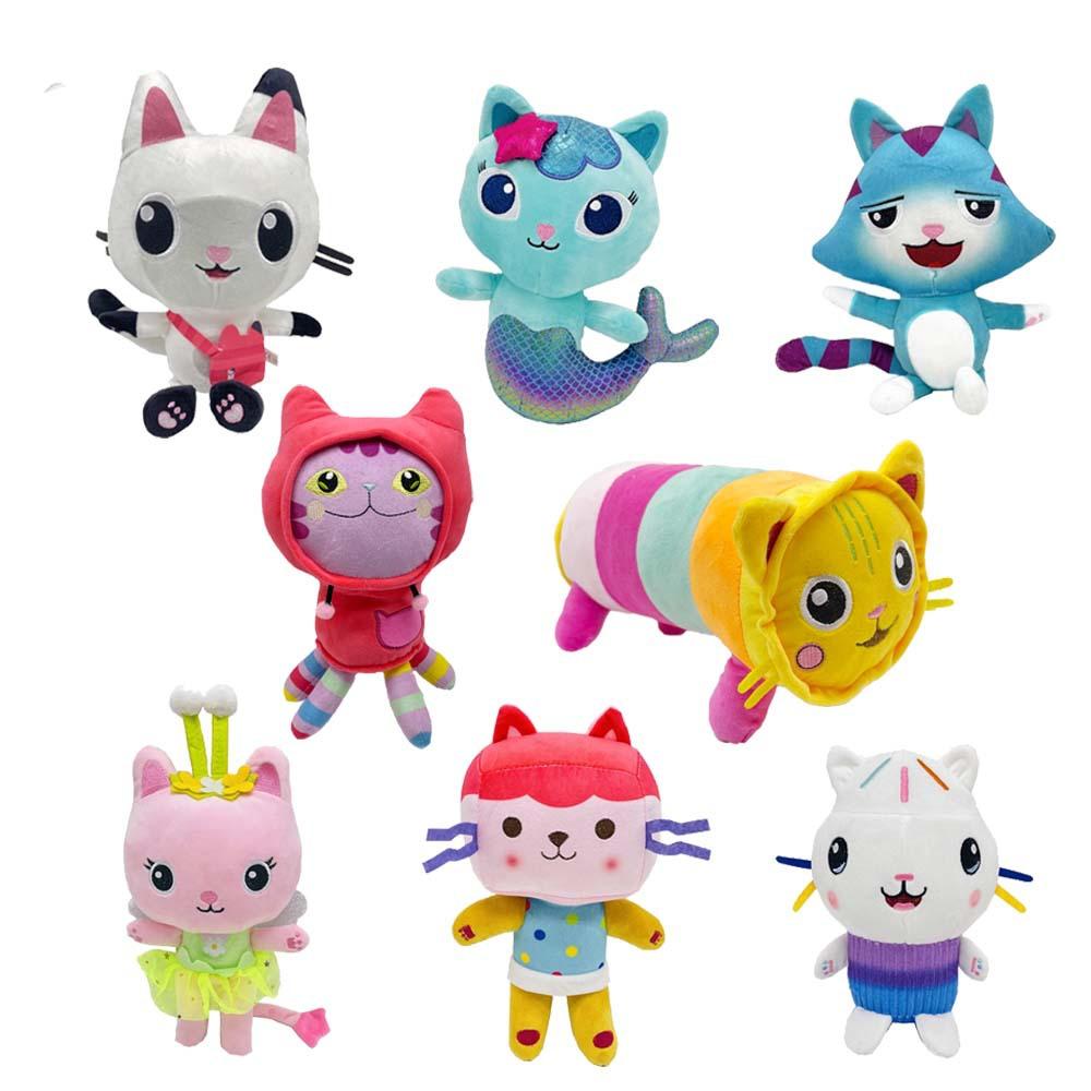 8 Newest Stlyes Gabby Dollhouse Plush Toy Mercat Cartoon Stuffed Animals Mermaid Cat Plushie Doll Kids Birthday Christams Gifts