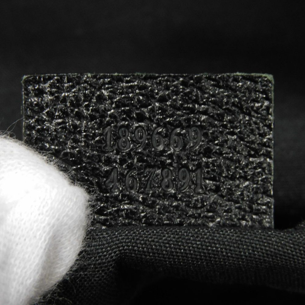 Used 9539 GG Canvas Tote 189669 7924 A4 Cotton Calfskin Web Stripe Green Red Logo Embossed Black Unisex from Japan