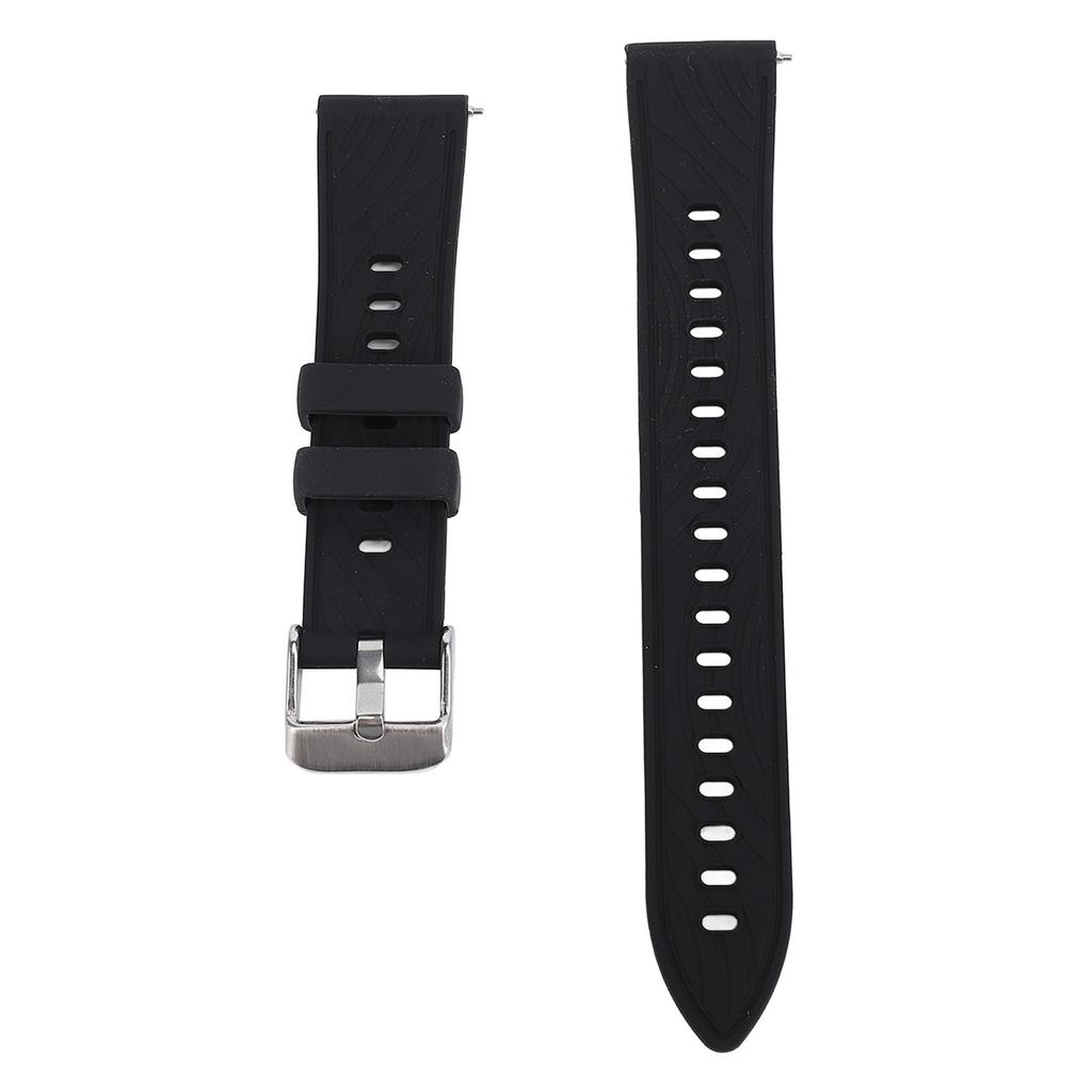 Watch Band Silicone Engraved Breathable Quick Release Comfortable Watch Strap Replacement for GT4 Black