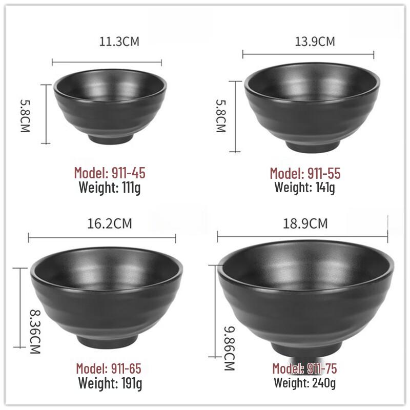 Black Melamine Commercial Serving Bowl