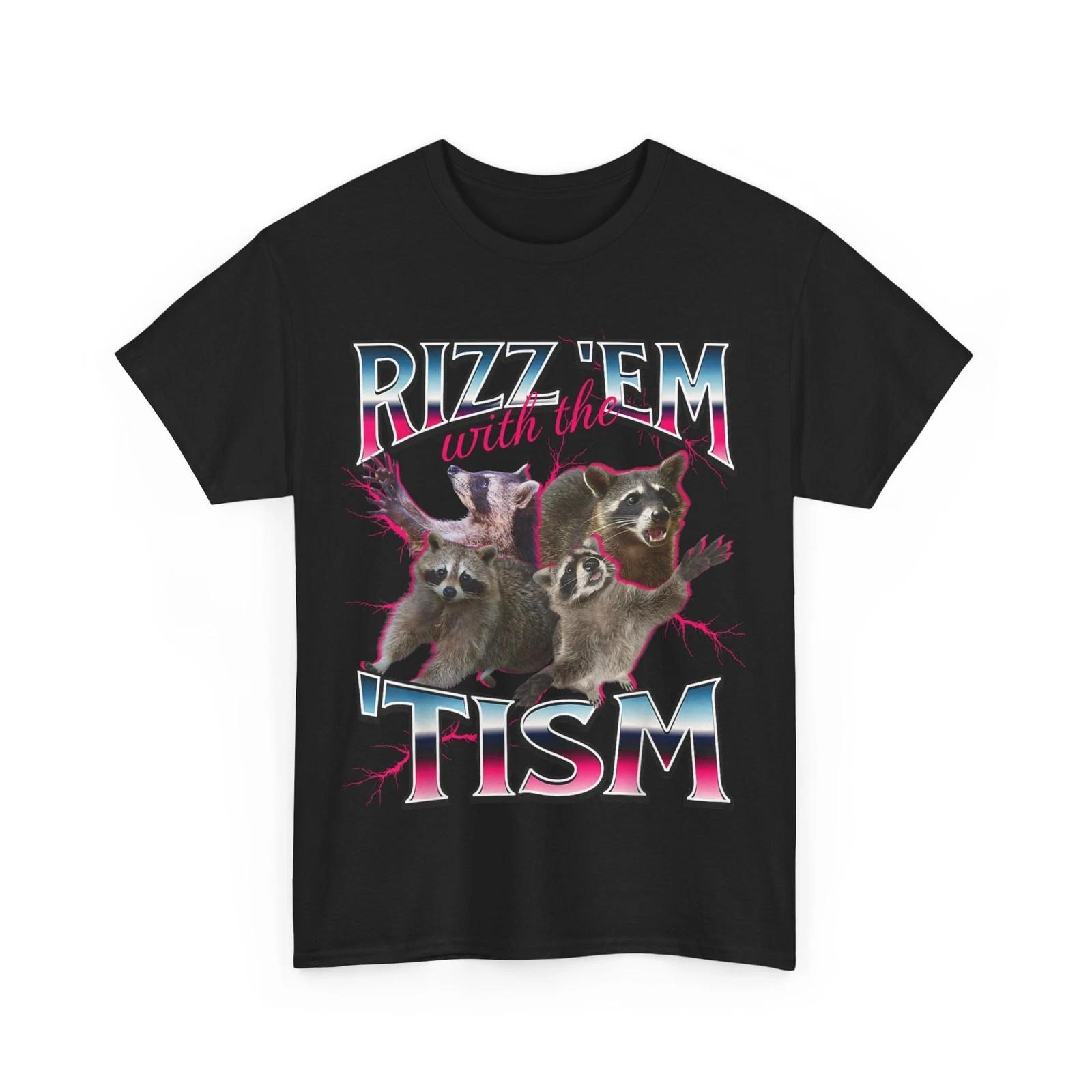 Autism Raccoon T-Shirt, Rizz Em With The Tism Raccoon Meme Autistic T-Shirt S