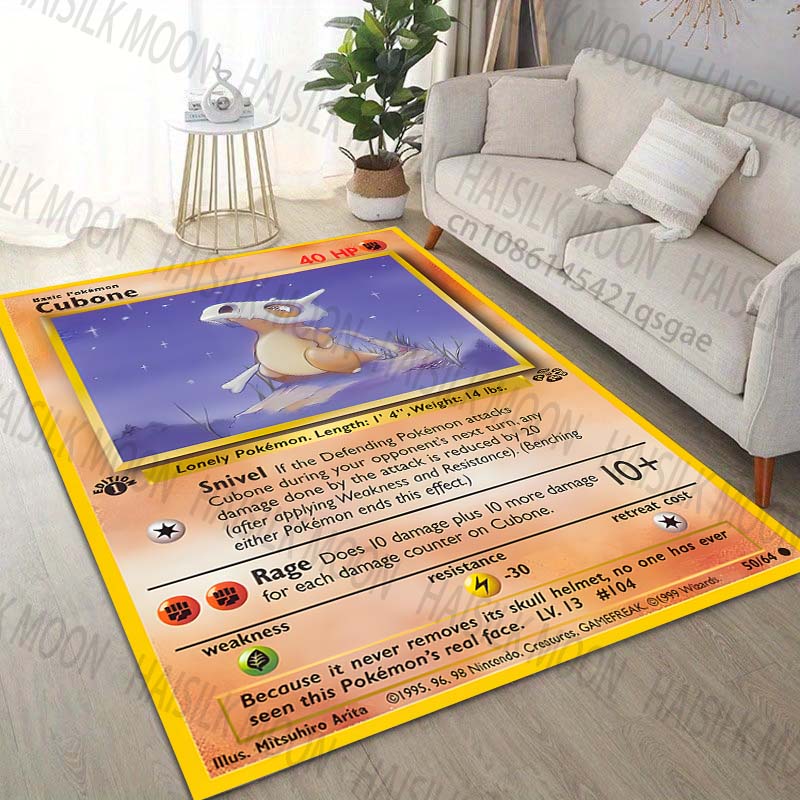1PC Pokémon Cubone Printing Carpet for Living Room Bedroom Kid's Room Home Decor Area Rug Sofa Cloakroom Play Mat for Gifts