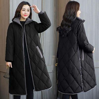 Verdickter mittellanger Wintermantel aus Baumwolle für Damen, lockere Overknee-Jacke für Damen, großer warmer Mantel
