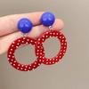 New Vintage Color Blocking Y2k Dopamine Fashion Polka Dot Drop Geometric Earrings for Women Sweet Acrylic Jewelry Accessories