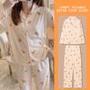Spring And Autumn Pajamas Women'S Cardigan Long-Sleeved Trousers Korean Girls' Simple Cartoon Loungewear Suit Can Be Worn Outside