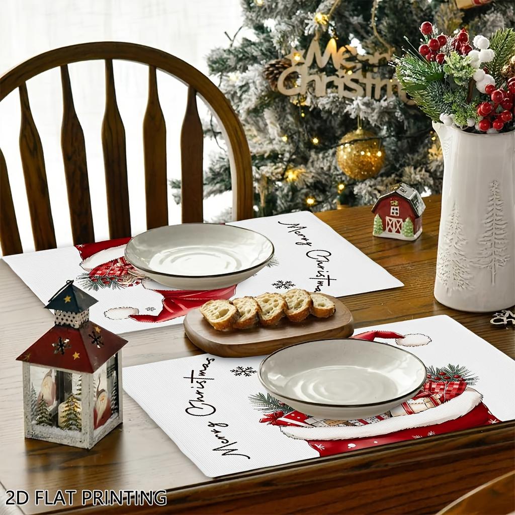 4 adet/6 adet Noel Cücesi Hediyeleri Masa Örtüsü, Mutfak Masası Matı, Kahve Matı, Mutfak Yemek Masası Odası Moda Ev Dekorasyonu, Aile Partisi Odası İçin Uygun
