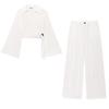 Women's 2025 Summer Vacation Buckle Top & High Waist Ramie Pants Set