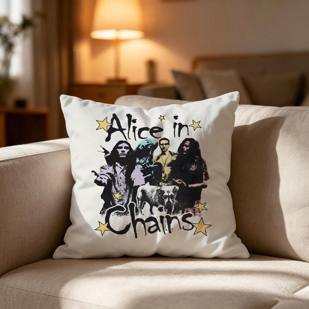 Alice In Cchains Band Singer Pillow Case Cushion Cover Soft Washable Pillow Case MultiScene For Couch Bed Travel Office Use