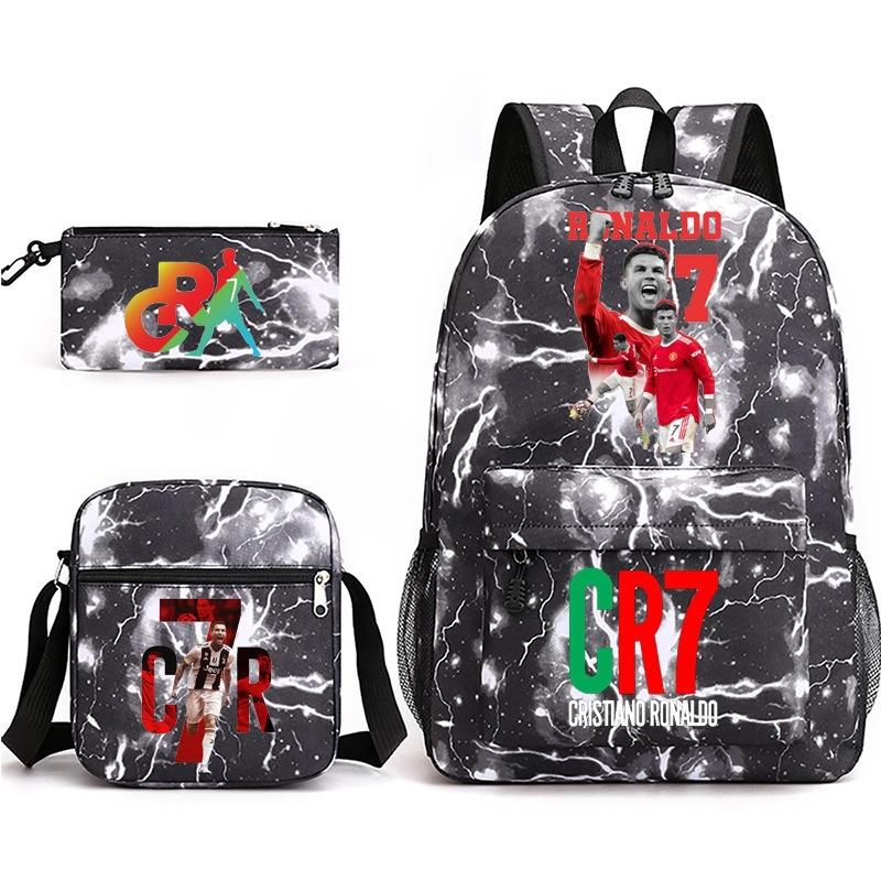 Mochila escolar de gran capacidad con correa para el hombro; set de tres piezas para estuche de lápices de estudiante