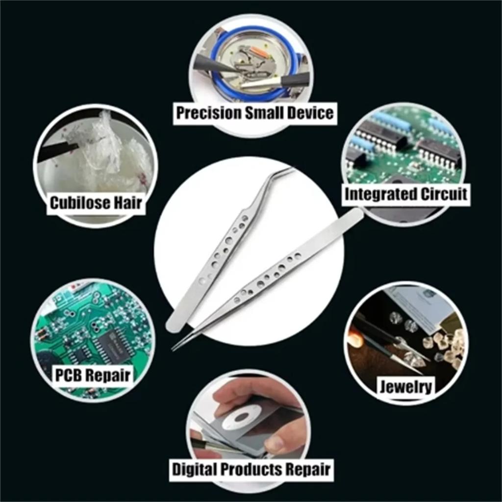 DIY Hand Tools Industrial Tweezers Electronics Anti-static Curved Straight Tip Precision Stainless Sets Forceps PhoneRepair
