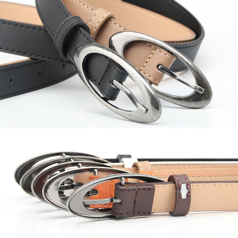 Modern Womens Leather Waist Belt With Silver Alloy Pin Buckle For Daily Wear
