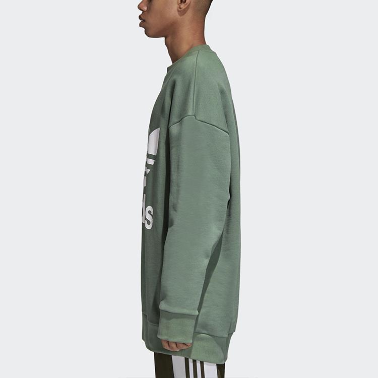 Adidas Originals Trefoil Oversized Casual Crew Neck Sweatshirt Men Tops Green DH5770