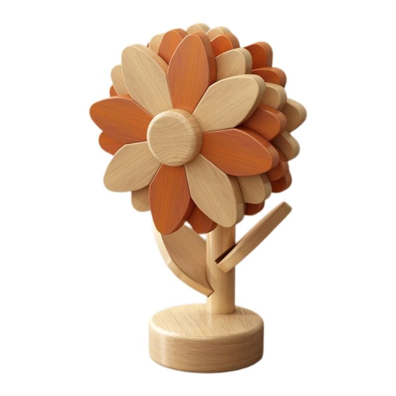 5-Piece Wooden Trivet Set with Flower Forms and Vertical Storage for Family Meals, Gatherings, and Dining Table Presentation