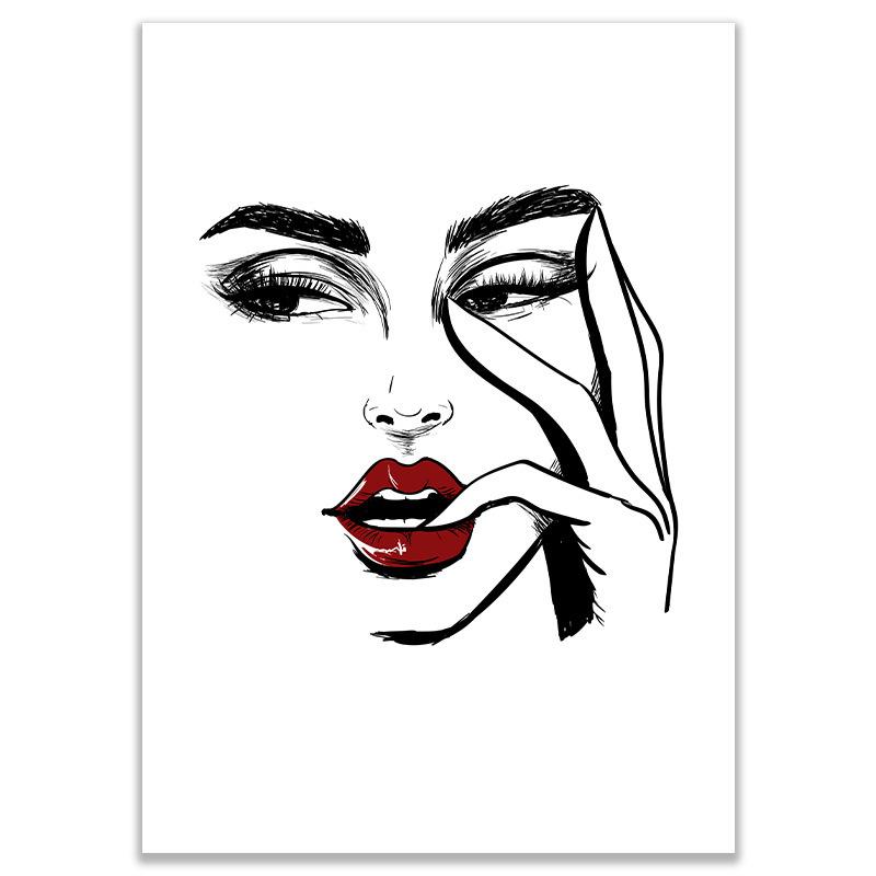 

Sexy Beauty Woman Makeup Wall Art Nordic Eyelash Red Lips Canvas Painting Wall Picture Fashion Poster and Prints for Home Decor 20x30cm