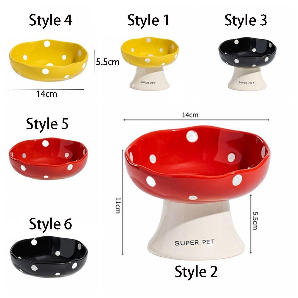 Ceramic Mushroom Cat Bowl Creative Cute Dog Food Feeding Basin Anti Tipping Slanted Mouth Pet High Foot Bowl Neck Protection