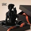 David Statue with Cat 3D Printed Cat, European Classic Art Sculpture Figurine Modern for Home Office Decor, Desktop Ornament Shelf Display Handcrafted