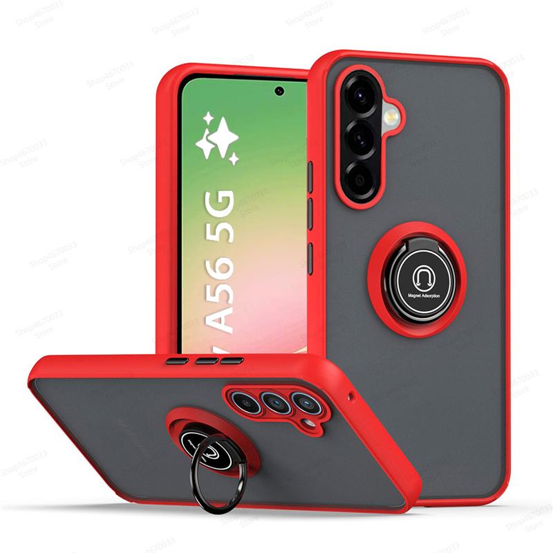 Matowe Magnetyczne Etui Pancerne z Uchwytem na Telefon Dla Samsung A56 A36 A26 A55 A35 A25 A54 A34 A14 A73 A53 A33 A13 A72 A52 Etui Odporne na Wstrząsy