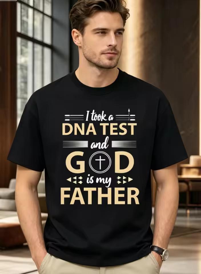 Christian Faith DNA Test & God Is My Father T-Shirt DNA Spiral & Cross Design for Church Events, Unisex Casual Wear for Men