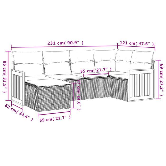 VidaXL Garden Lounge Set with Cushions 6 Pcs, Patio Sofas, Furniture Set, Outdoor Terrace Furniture, Beige 3260259