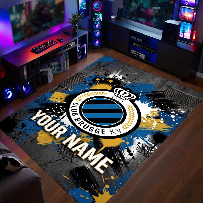 Crystal Velvet Rug Club Brugge FC Print Custom Name Text Floor Mat Home Decor