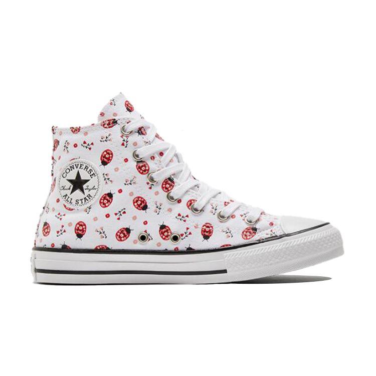 Converse Chuck Taylor All Star High Top Kids Canvas Shoes White Red Kids Sneakers 671289C
