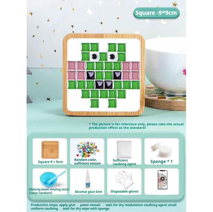 Bamboo Mosaic DIY Coasters Handmade Creative Material for Cup Tableware Mat Tray Placemat Mosaic Crystal Craft Tool Kit Kid Gift