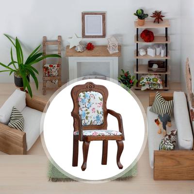 Dollhouse Chair Model 1:12 Scale Simulation Armchair Vintage Design for DIY Crafts Bedroom Layouts