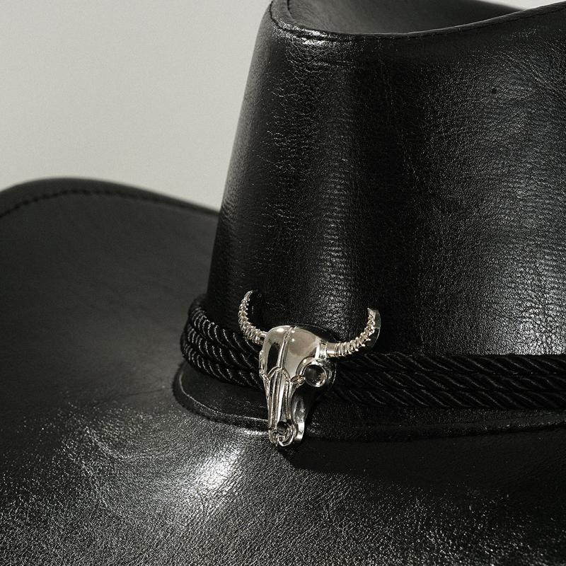 Vintage Faux Leather Western Cowboy Hat For Men Women Outdoor Gentleman Cowgirl Jazz Hats Sombrero Hombre