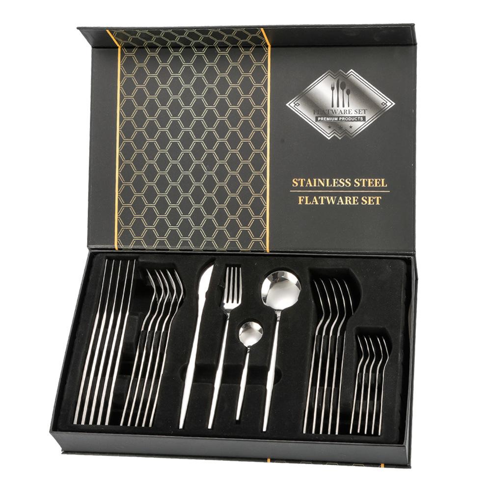 

24 шт. золотой набор столовой посуды, набор посуды из нержавеющей стали, нож, вилка, ложка, роскошный набор столовых приборов, кухонные столовые приборы, можно мыть в посудомоечной машине