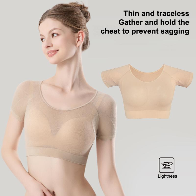 Breathable Sweat Absorbing Clothes Ultra-Thin Mesh Quick-Drying Chest Wrap Vest Sweat Proof Underarm Sweat Pads T-Shirt Women