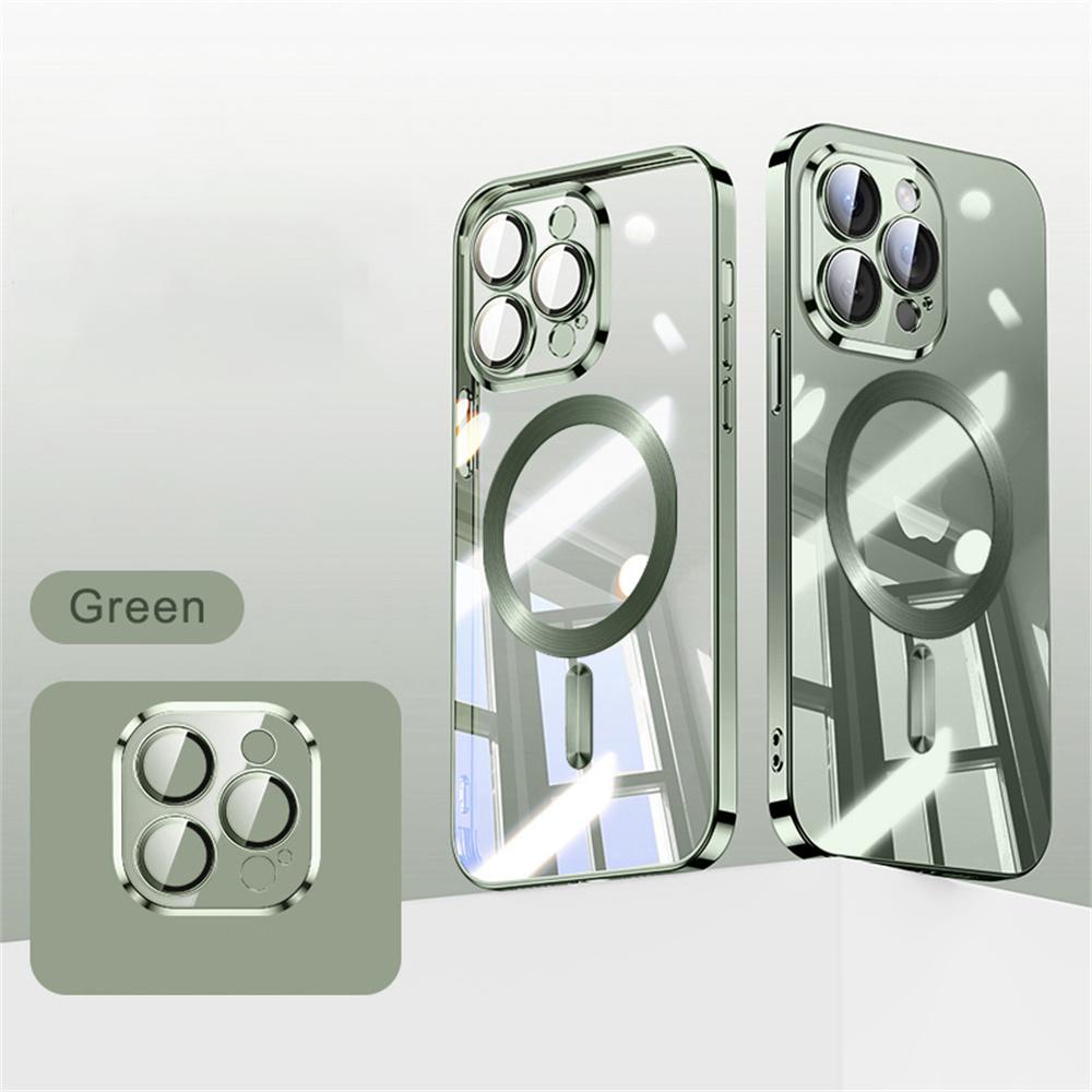 Soft Plating Wireless Charge For Magsafe Phone Case For iPhone 17 15 14 13 12 11 16 Pro Max Magnetic Clear Back Covers
