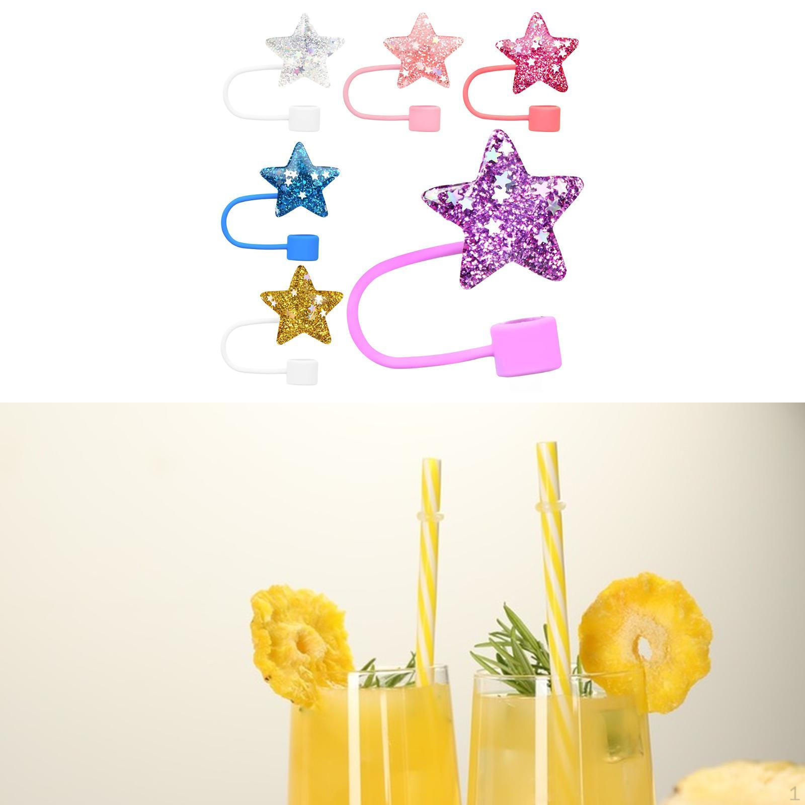 

6 шт. Крышки для соломинок, аксессуары для чашек, многоразовые крышки для питья Star Shaped