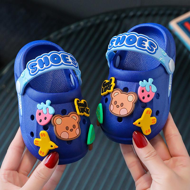 Children's Slippers Summer Girls Baby Indoor Soft Sole Non-Slip Cartoon Cute Sandals Boys Beach Hole Sandals