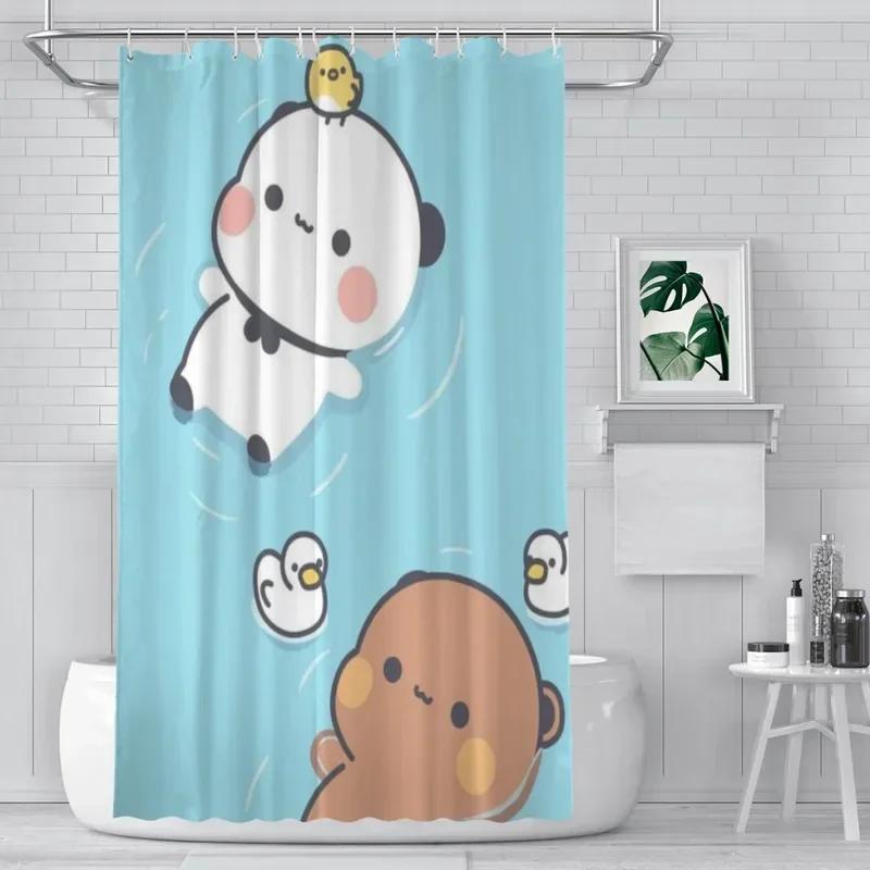 PO01 Shower Curtain Bathroom  Cute Bear Pnada Bubu Dudu Decor Modern Household Items Bathroom Curtain Graduation Gift Festival