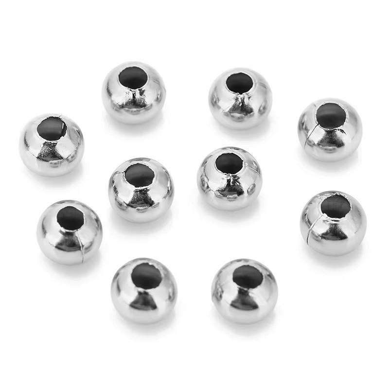 

50pcs 3 4 5 6 mm Stainless Steel Big Hole Beads Lot Bulk Round Spacer Beads For Necklace Bracelet Findings Jewelry Accessories 3mm