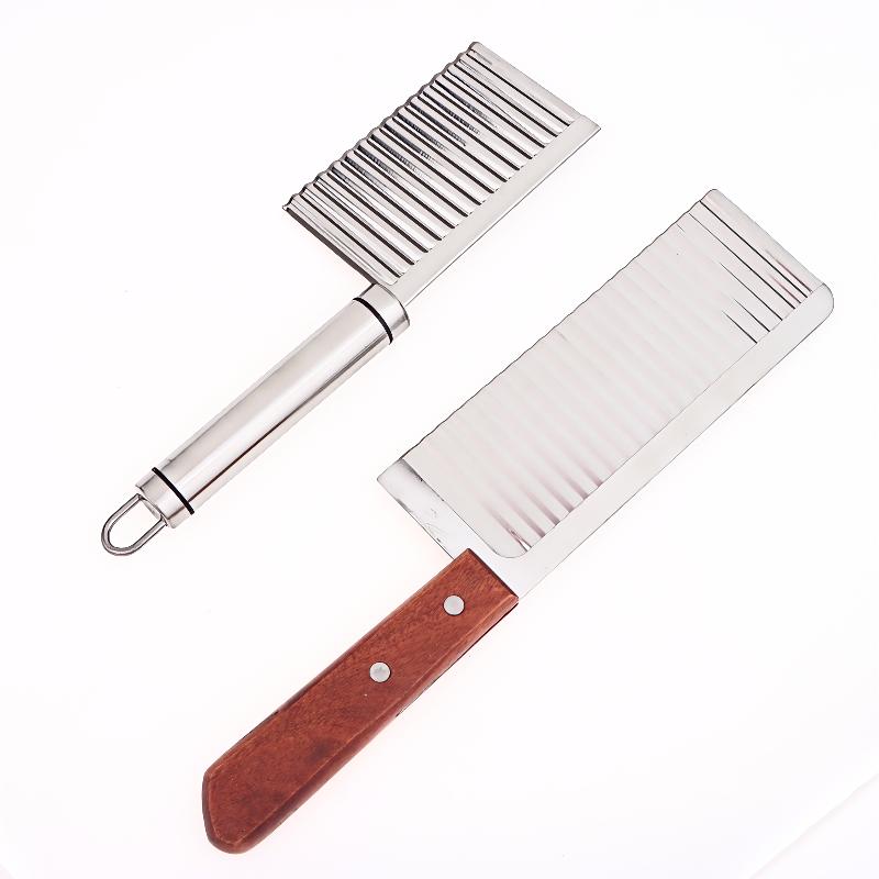 Stainless Steel Crinkle Cut Potato Slicer Wavy Blade Cutter Potato Chopper For Vegetable Chip Making Kitchen Cooking Tool