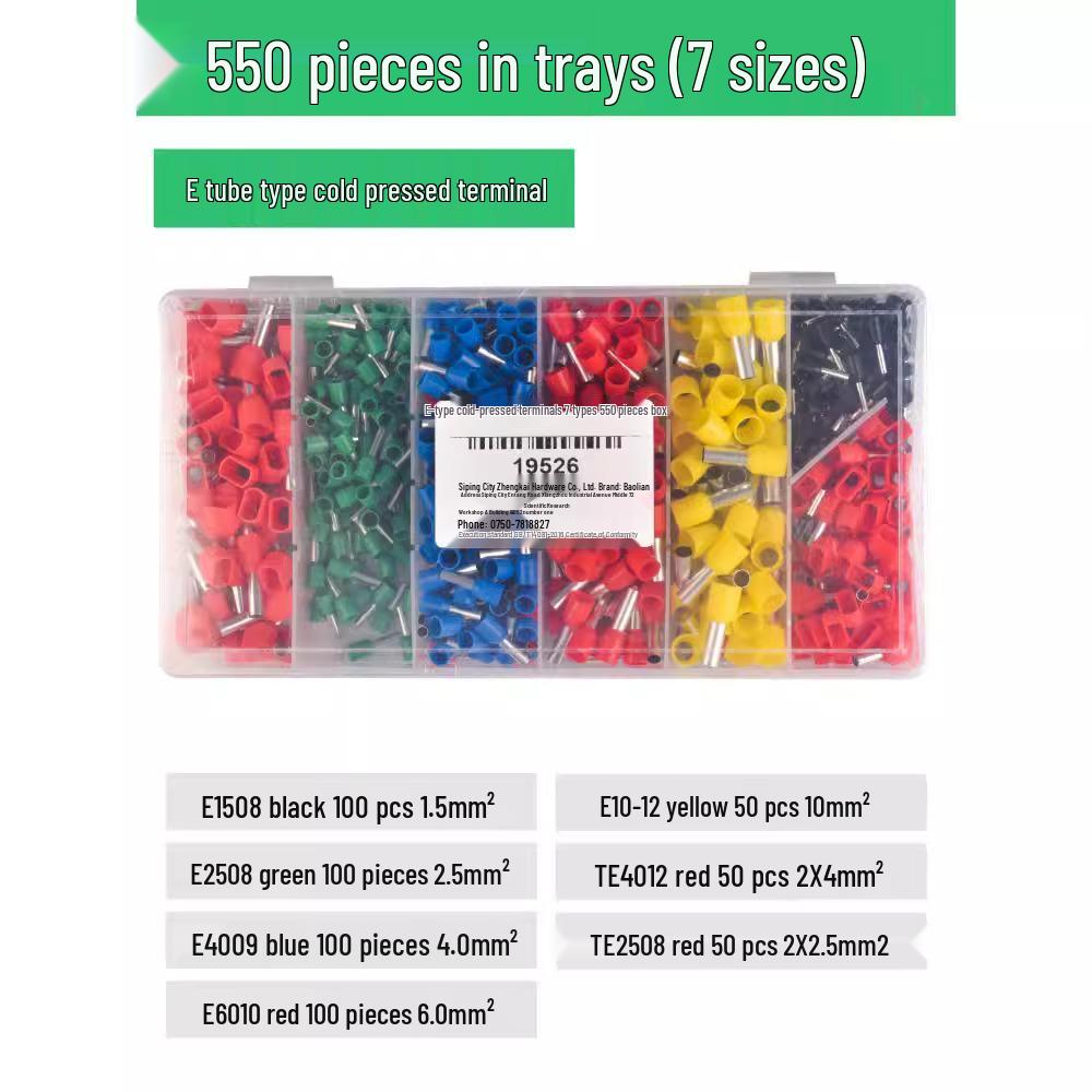 Cold-Pressed Wire Terminal Set with Tube & Pin-Type Copper Connector Crimping Pliers