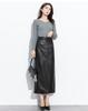 Women's Korean Style Lambskin Midi Skirt with Back Slit - Genuine Leather, Versatile, Hip-Hugging, One-Piece Long Skirt for Spring and Autumn.