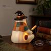Regali Autunnali Unici Statuetta Fantasma Patchwork Vintage, Statua Carina da Lettura Illuminata a LED, Statua di Halloween Decorazione Spettrale in Resina per Tavolino Scaffale