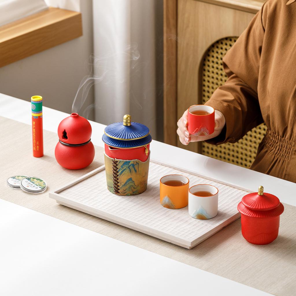 Forbidden City merchandise Kung Fu tea set gift box ceramic household express cup teacup for elders and friends