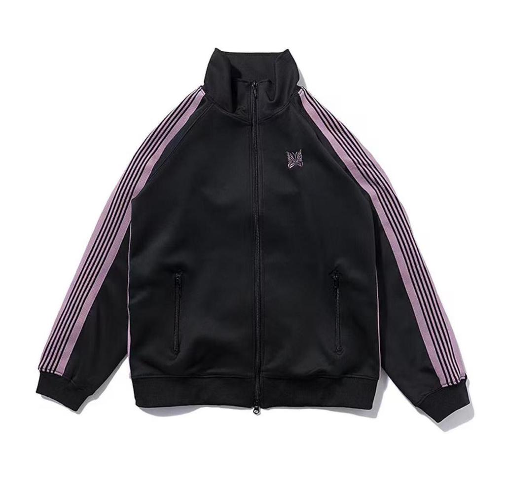 Schmetterlingsbestickte Reißverschluss-Sportjacke, Retro Trend FOG Stehkragen für Damen & Herren