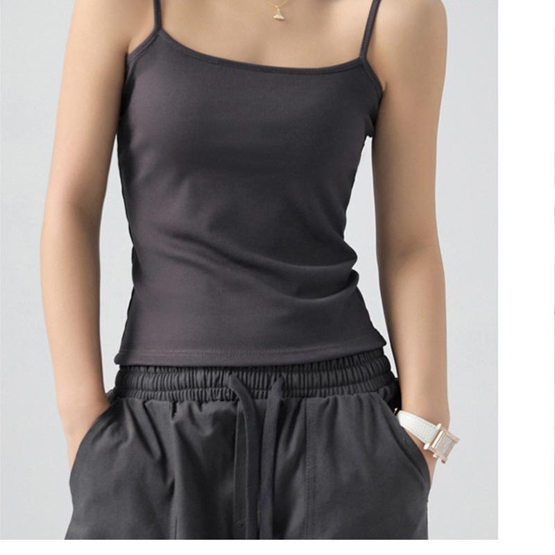 Summer Basic Tanks Spaghetti Strap Camis Solid Stretch Tops for Women Sleeveless Slim Fit Basic Solid Knitted Camisole