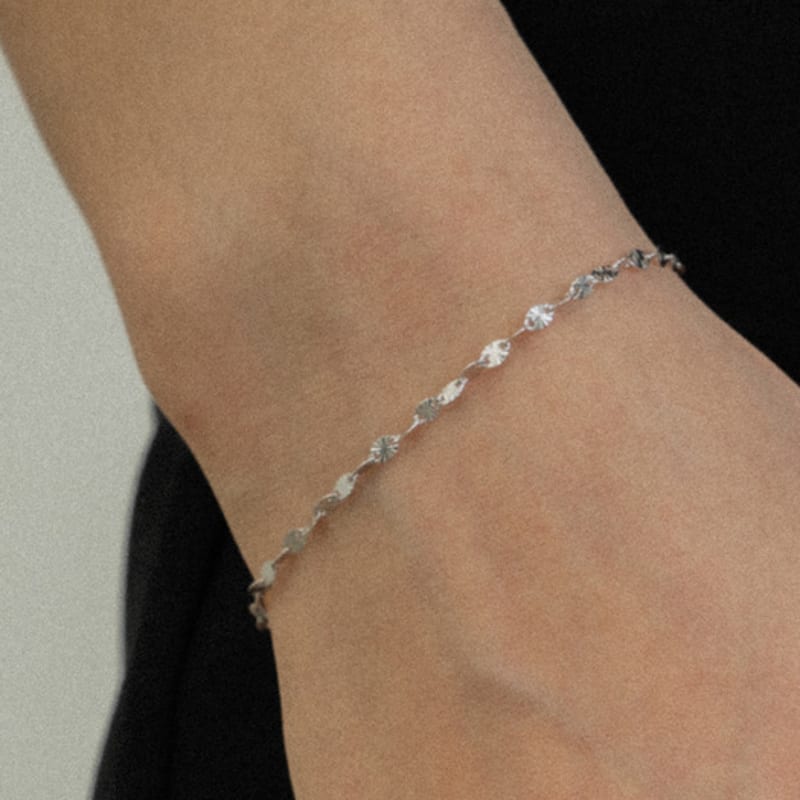 NORMALLEE [White Gold] Flat Cut Chain Bracelet