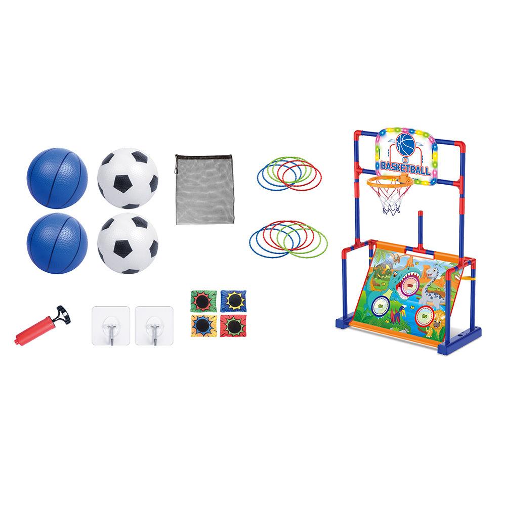 4 in 1 leuchtender mobiler Basketball-Fußballständer, Kinderballsport-Spielzeuganzug