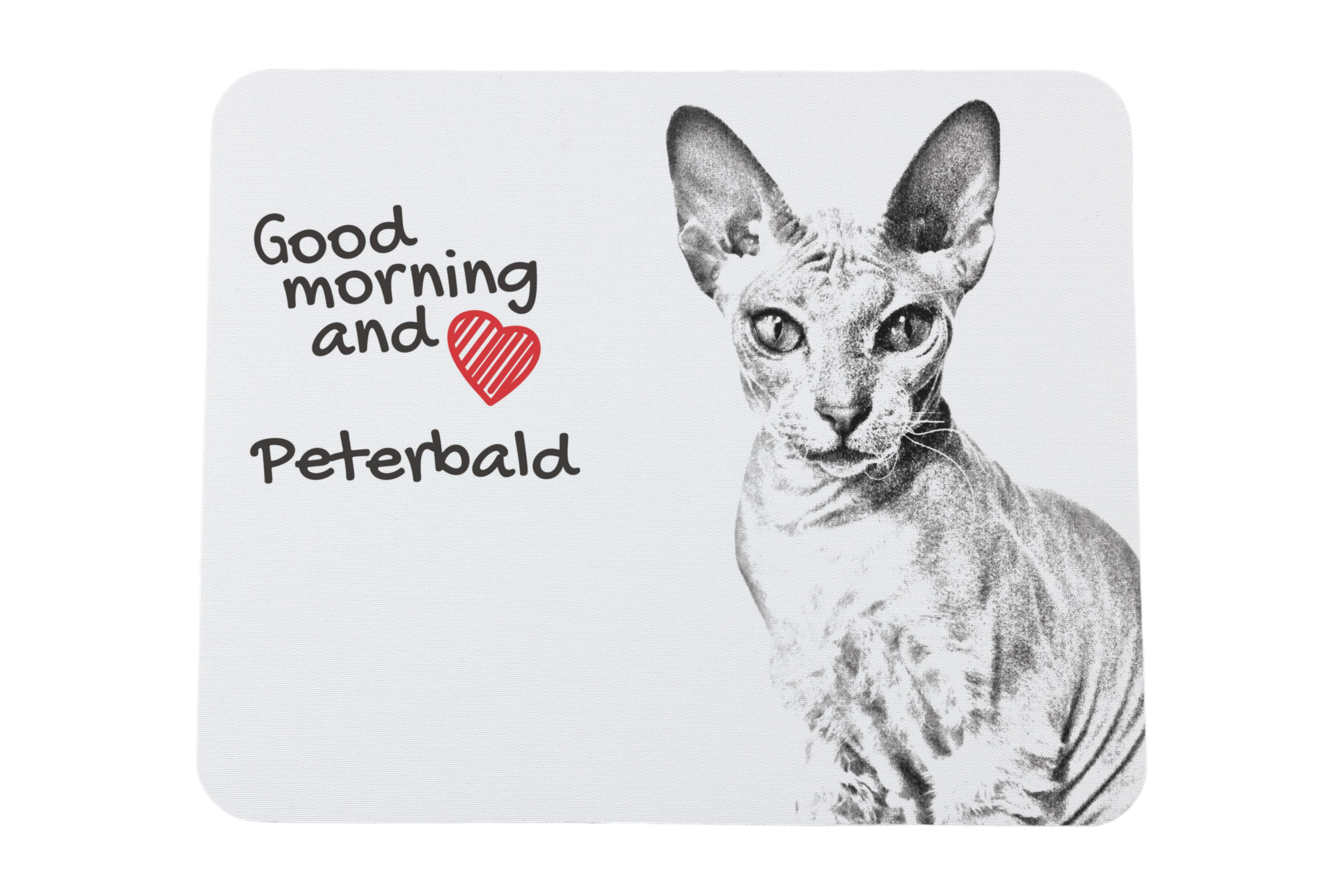 

Peterbald - килимок для мишки з принтом, персоналізований килимок для кота, унікальний гаджет для офісного працівника від бренду Art-Dog білий